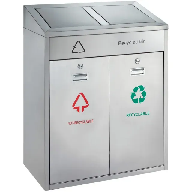 Cleanil VB 667802 recycling afvalbak outdoor 2x55L RVS mat