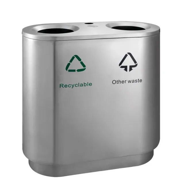 Cleanil VB 667796 recycling afvalbak indoor 2x41L mat RVS