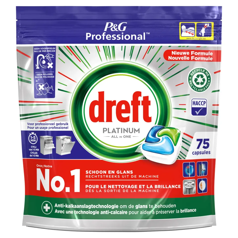 Dreft Platinum All-in-1 Regular vaatwastabletten PG 881286 glans
