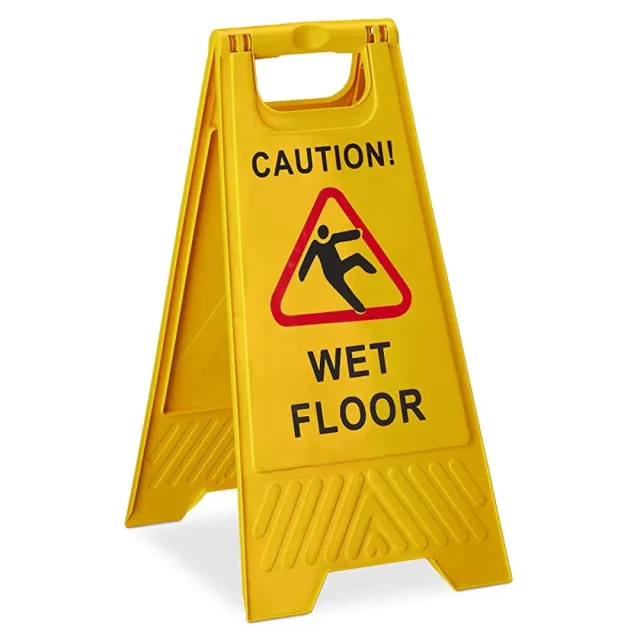 Clenli Caution Wet Floor waarschuwingsbord geel opvouwbaar