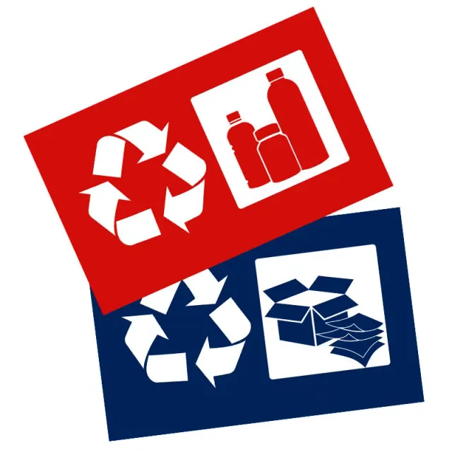 Cleanil VB 033681 stickerset afvalscheiding blauw rood 2-delig