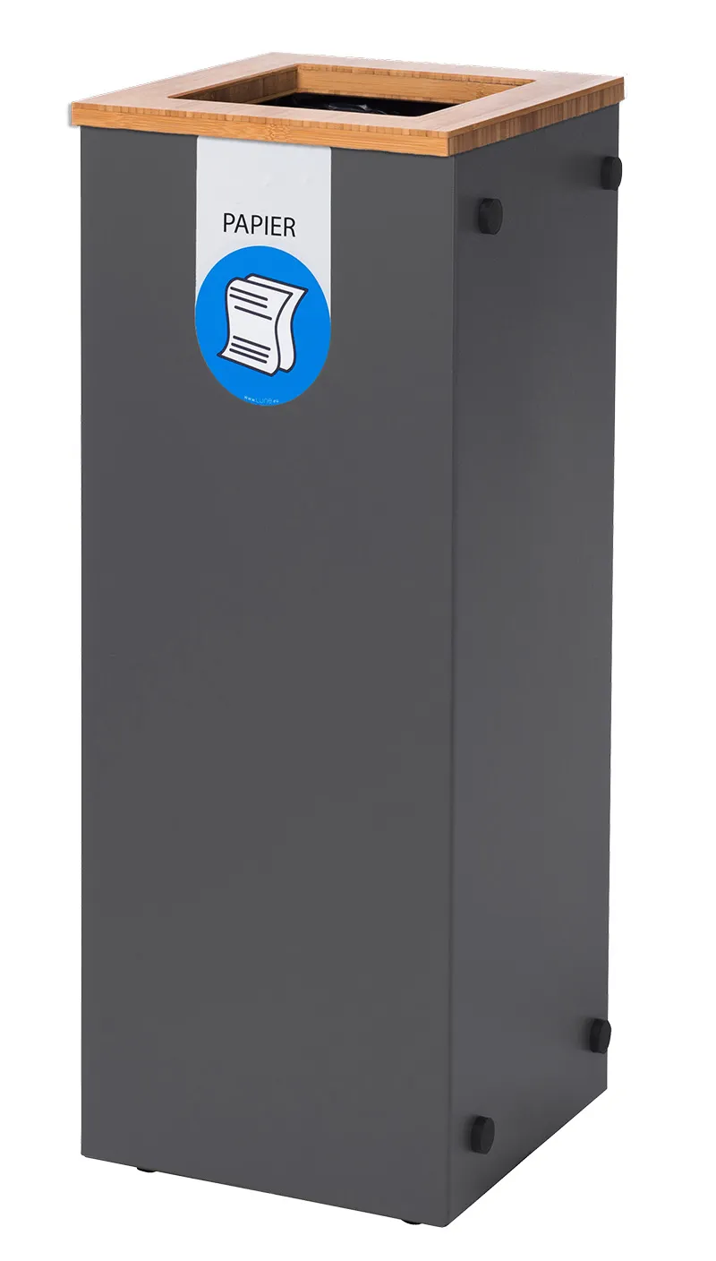 Cleanil Paxa Large 65L afvalbak papier antraciet blauw