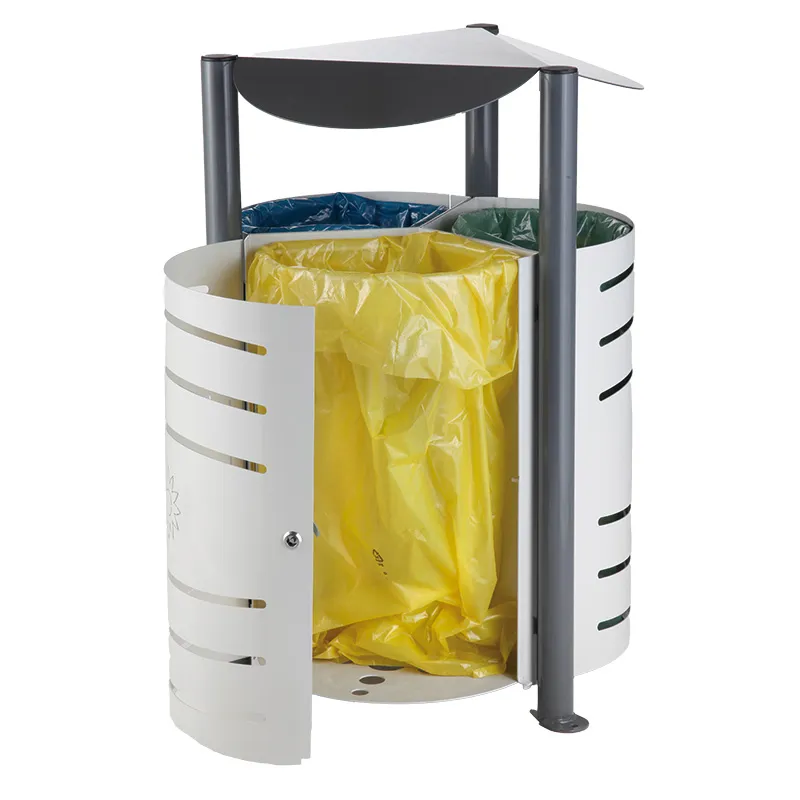 Cleanil VB 206445 afvalscheidingsbak 3x75 liter grijs staal