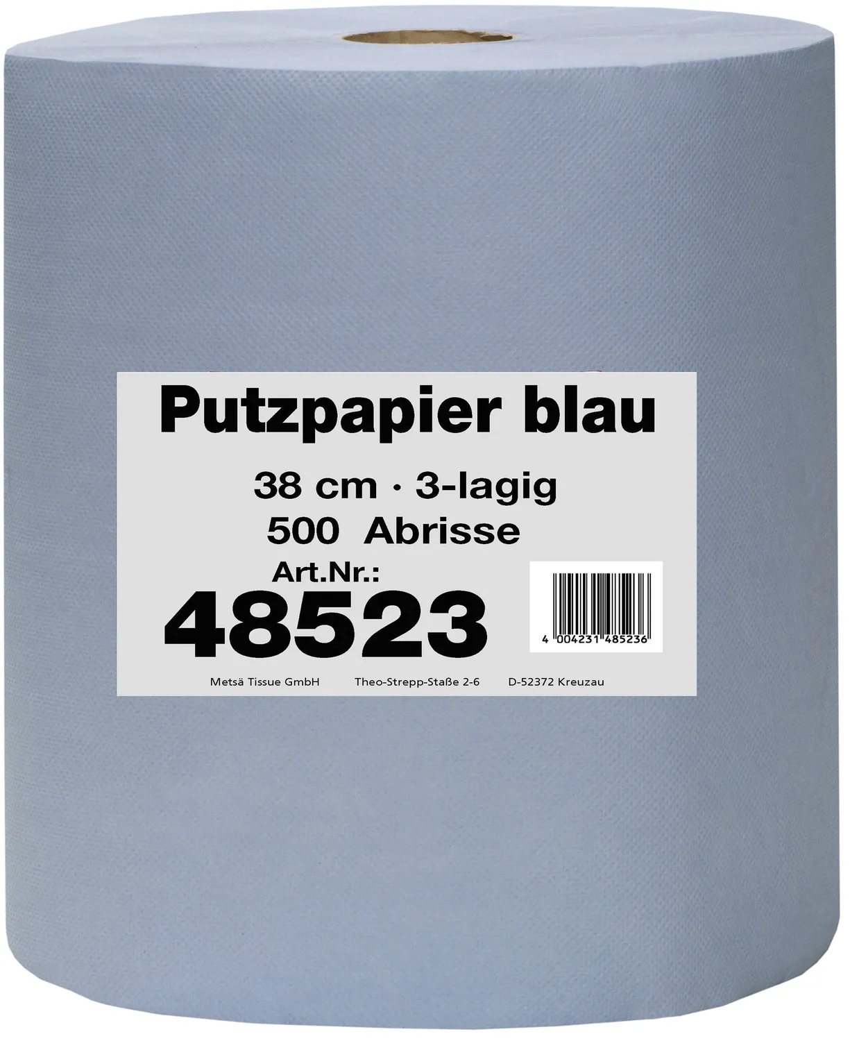 ELOS blue laminated poetspapier blauw