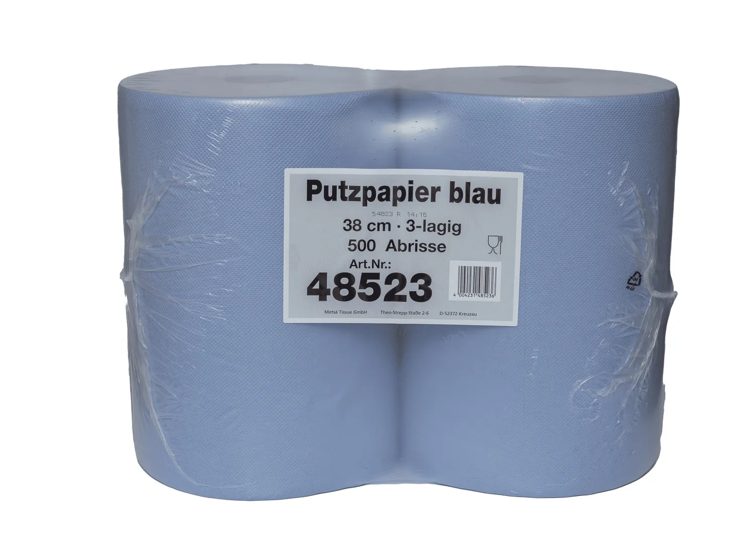ELOS blue laminated poetspapier blauw