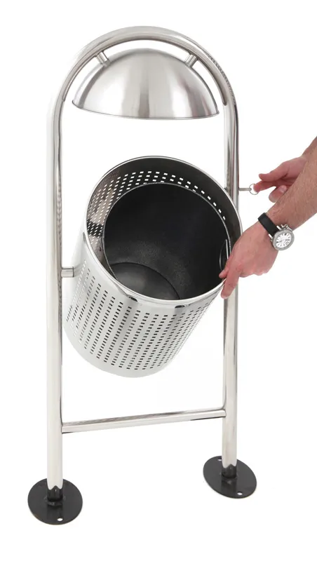 Cleanil VB 650361 buitenafvalbak 27 liter mat RVS met regendak