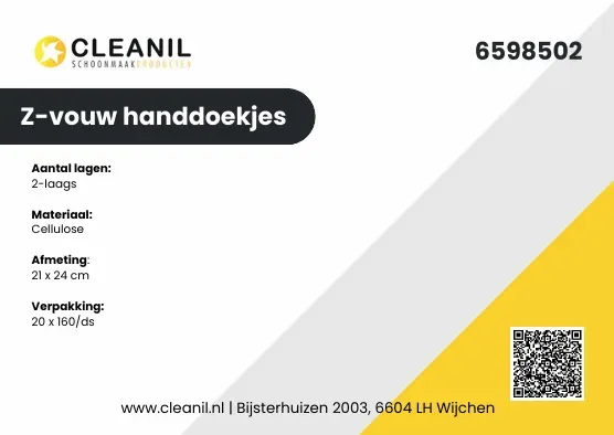 Cleanil 6598502 Z-vouw handdoek 2-laags cellulose