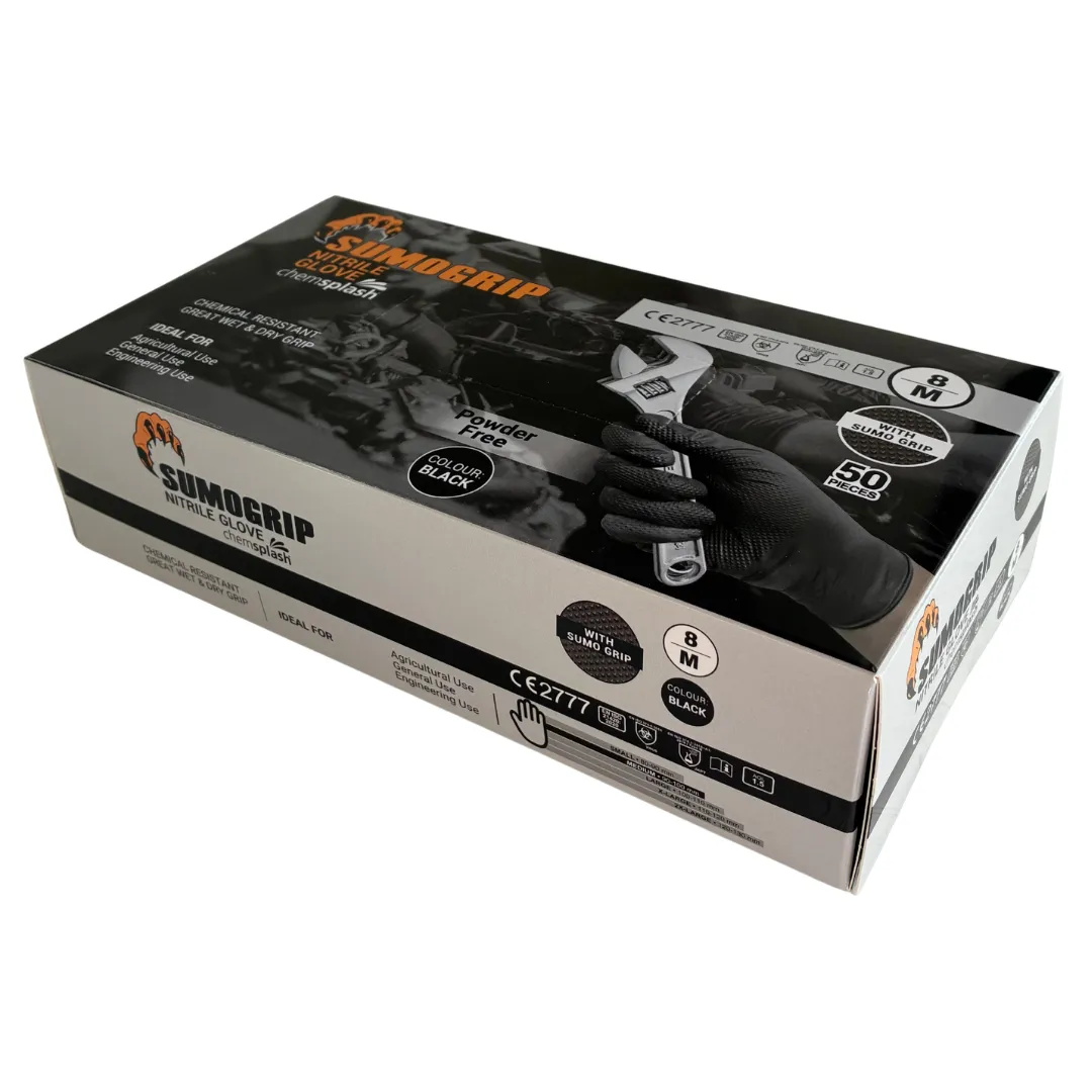 Clenli Sumo Grip nitril wegwerphandschoenen 50 stuks zwart