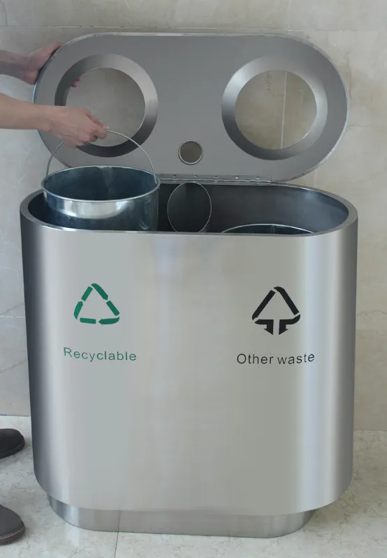 Cleanil VB 667796 recycling afvalbak indoor 2x41L mat RVS