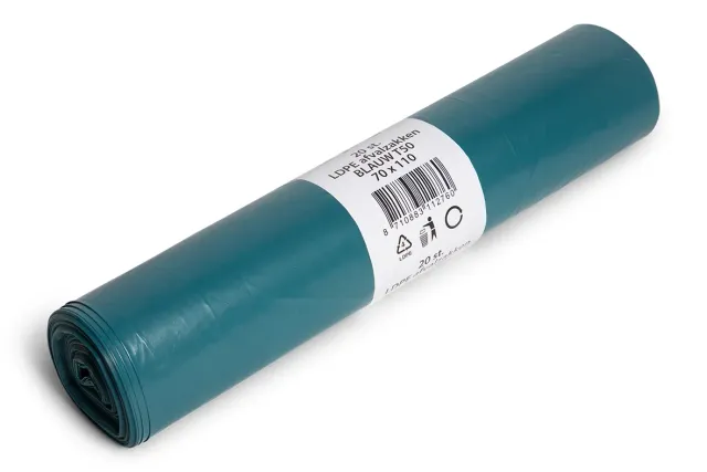 ZaanSchoon LDPE Zakken blauw rol 20 stuks T50