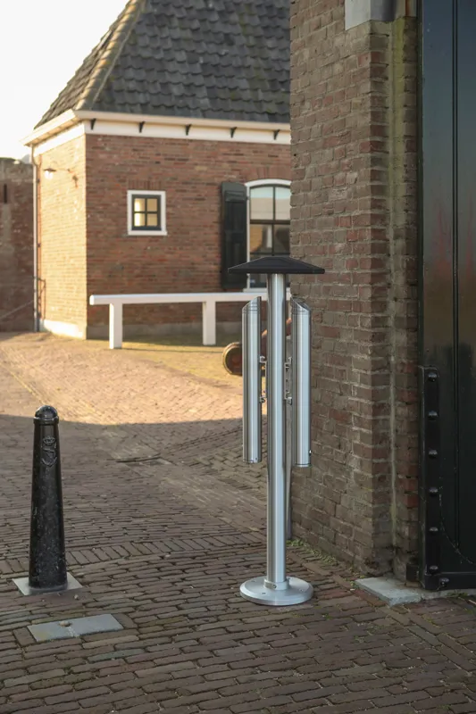 Cleanil asbakpaal dubbel aluminium met regendak