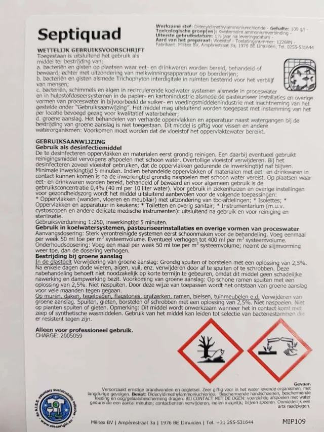 Cleanil Septiquad 102 desinfectiemiddel 5L voor voeding