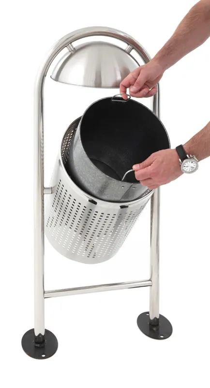 Cleanil VB 650361 buitenafvalbak 27 liter mat RVS met regendak
